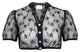 Dirndlbluse Hailey Schwarz Gr. 36 - Wunderschöne transparente Trachtenbluse mit Blumenstickerei für Oktoberfest und Kirchw