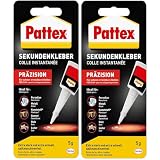 Pattex Sekundenkleber Präzision 2 x 5 g Tube Superkleber, punktgenaues Kleben ohne Nachtropfen, schnelltrocknend, spülmaschinenfester Flüssigkleb