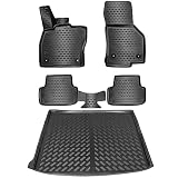 ELMASLINE 3D Gummimatten & Kofferraumwanne Set für VW Passat B8 Variant ab 2014 | Hoher Rand | Zubehör Fuß