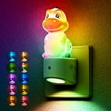 JandCase LED Nachtlicht Kinder Steckdose, 3D Dinosaurier Nachtlicht mit RGB Farbwechsel, Warmweiß & Dämmerungssensor, Nachtlampe für Baby Kinderzimmer, Flur, Treppenhaus, S