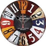 bns7fapq Wanduhr für den Außenbereich, wasserdicht, 30,5 cm (12 Zoll), römische Ziffern, Retro-Stil, Shabby-Chic-Stil, aus Holz, leise, W