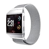 By Qubix - Kompatibel mit Fitbit Ionic Milanese Armband - Größe: Small - Silber - Kompatibles Fitbit Armband, Small, E