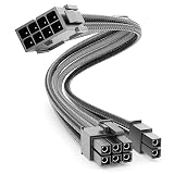 deleyCON 6+2 Pin PCI Express GPU Grafikkarte Strom Kabel Intern 30cm - 18 AWG PSU PC Computer Netzteil Nylon Stromkabel Stromversorgung Stecker auf Buchse - Schwarz G