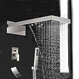 LED-Wasserfall-Regendusche-Wasserhahn Aus Gebürstetem Nickel, Wannenauslauf, Handbrause-Set, Mischb