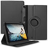 Tablet Schutz Hülle kompatibel mit Medion Lifetab E10512 E10530 aus Kunst-Leder Standfunktion 360 Drehbar Schutzhülle Universal, Farbe:Schw
