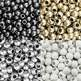 400 matte Metallic-schwarze Acrylperlen mit großem Loch, 12 mm mit 5,7 mm Loch in Schwarz, Weiß, Silber und G