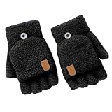 Fischlandschmuck Fingerlose Handschuhe Wärmeisolierung Warme Cabrio Fäustlinge Klappenabdeckung Für Männer Frauen Handschuhe Schwarz Damen (Black, One Size)