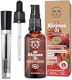 Bionoble Rizinusöl Bio 50ml - 100% Rein, Natürlich, Kaltgepresst - Wimpern, Augenbrauen, Haare, Nägel - Vegan, Cruelty Free - Castor Oil - Glasflasche + Pipette + Pumpe + M