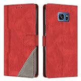 Radoo Kompatibel mit Samsung Galaxy S7 Edge Hülle, PU Leder Handyhülle [Stand Feature] [Kartenfachr] [Magnetic Closure Snap] Schutzhülle Klappbar Flip Case Cover für Samsung Galaxy S7 Edge (Rot)
