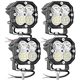 RIGIDON 4 x LED Arbeitsscheinwerfer, 3 Zoll Mini 30W 3000LM, LED Offroad Zusatzscheinwerfer 12V 24V Scheinwerfer IP67 Rückfahrscheinwerfer für Auto Trecker Bagger Motorrad LKW UTV ATV 4X4, 6000K Weiß