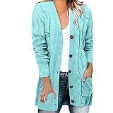 Pullover für Damen, lässig, Strickjacke, Pullover, große Größe, lockere Knopfjacke, Damen, langärmelig, Leopardenmuster, hellblau, XXL
