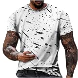 Tshirt Herren Druck Pullover Lockere Oberteile Kurzarm Shirt Atmungsaktive T-Shirt Sommer Tee Tops Trainingsshirt für Männer Basic Sportshirt Rundhals Arbeitsshirts Streetw