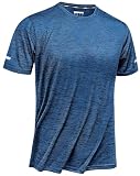 TACVASEN Trainingsshirt Herren Kurzarm Casual T-Shirt Tennis Shirt Basic Tee Tops mit Rundem Ausschnitt, Mittelblau, XXL