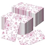 Papierservietten, Retro-Blumen, Einweg-Servietten, runde Party-Servietten, Gästetücher, Geburtstag, Hochzeit, Servietten für Küche, 120 Stück