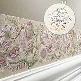 ANNA WAND Bordüre selbstklebend für Kinderzimmer - Wandbordüre Kinderzimmer Babyzimmer 450x11.5 cm - Tapetenbordüre als Wanddeko Mädchen Junge FINE FLOWERS Beige/Lila/Grü