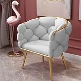 Luxuriöser flauschiger Samtsessel mit goldfarbenen Metallbeinen, modernes Design für Wohnzimmer, Café und Schmink