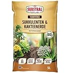 Substral Naturen Sukkulente & Kaktus Erde Bio & torffrei, für Sukkulenten, Kakteen und Bonsai, 3 Monate vorgedüngt, 5 L, Grü
