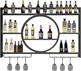 GAONUDAN Weinregal - Wandmontiertes, modernes, rundes Weinregal zum Aufhängen aus Metall für Zuhause, Restaurants, Bars - Schwebende Regale im industriellen B