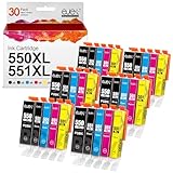 ejet 550XL 551XL Druckerpatronen Kompatible für Canon PGI-550 CLI-551 XL Patronen mit Canon PIXMA IP7250 IP8750 MX925 MG5650 IX6850 MX725 MG5550 MG6350 MG6450 MX920 (30er-Pack)