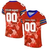 Personalisiertes American FootballTrikot Custom Football Jersey Personalized Printed Team Name & Number Oberteile für Männer Frauen Jugend Unisex Schnelltrocknend Atmungsaktiv T-Shirts(#B 8)