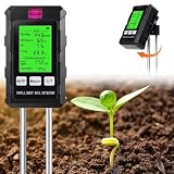 DAJASD PH Bodentestgerät, 6 in 1 Multifunktionaler Boden Feuchtigkeitsmessgerät für Feuchtigkeit/Temperatur/Licht/pH/Umgebungsfeuchtigkeit, PH Wert Messgerät mit LCD-Display for Gartenarbeit,