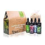AllgäuQuelle® Bio Airspray-Set mit 100% Bio-Duftölen. ✓ Allgäuer Erfrischung ✓ Allgäuer Naturluft ✓ Allgäuer Atemwohl ✓ Allgäuer Nachtruhe inkl. Bio-Zirben-Säckchen | Natürliches Bio Raumduft-S