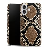 DeinDesign Premium Case kompatibel mit Apple iPhone 16 Smartphone Handyhülle Schutzhülle glänzend Schlange Leder Animal-Look