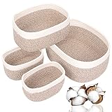 4er Set Aufbewahrungskorb Geflochten Baumwollseil, Korb Aufbewahrung Körbchen Wickeltisch Organizer, Stapelbare Speicher Storage Basket für Kinderzimmer Wohnzimmer B