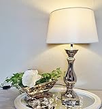 DRULINE Lovely Keramik Tischlampe Tischleuchte Nachttischlampe Lampe Leuchte Lampenfuß 38 cm Weiß