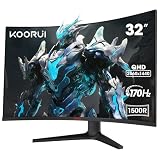 KOORUI 32 Zoll Curved Ultrawide Gaming Monitor, 2K QHD(2560x1440), 170Hz, 1ms, 1500R, VA, HDR 10, 2xHDMI (170Hz or 144Hz), DP (170Hz), AdaptiveSync, DCI-P3 90%, SRGB100%, VESA 75x75mm, Augenpfleg
