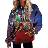Weihnachtspullover Damen, Pullover Damen Weihnachtspullover Partnerlook Sports & Outdoor Clothing Weihnachts Hoodie Sweater Damen Ugly+Christmas+Sweater Rollkragen Damen (A29,XL)