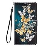 Everainy Kompatibel für Samsung Galaxy S7 Edge Hülle Silikon Leder Flip Case Cover Brieftasche Wallet Kartenfach Kickstand Muster Motiv Klappbar Magnetisch Hüllen Bumper Handyhülle (Schmetterling 1)