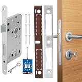 KOTARBAU® Einsteckschloss DIN Links Bunbartschlüssel Schloss Türschloss mit Gegenplatte Stahl Top-Qualität Rostfrei Robust Stahltürschloss 72 / 55