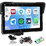 SIXWIN Carplay Motorrad Display für Moto mit Wireless Carplay Android Auto, 7 Zoll HD Touchscreen Motorcycle Navigationsgeräte Airplay/Android Cast/Bluetooth/Navigazione/IP67 Impermeab