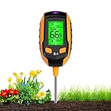 flintronic 4 in 1 Bodentester, Boden-pH-Meter, für Bodenfeuchtigkeit/pH-Tester/Sonnenlicht/Licht, Feuchtigkeitsmesser, für Pflanzenerde, Garten, Bauernhof, Rasen, Gemüseg