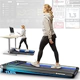 sWalk Walking Pad Laufband mit LED - Deutsche Qualitätsmarke - 1-6 km/h Geschwindigkeit mit interaktivem LCD-Display & App kompatibel - Flexibles Under Desk Schreibtisch Treadmill für Zuhause &Bü