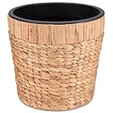 Decorasian Blumentopf rund geflochten aus Seegras mit Kunststoffeinsatz zum bepflanzen - Pflanztopf - 34