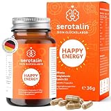 serotalin® ORIGINAL HAPPY ENERGY KAPSELN | +Griffonia +Vitamin D3 hochdosiert +B12 +B6 +Phenylalanin +Zink +Chrom +Koffein | 100% vegan & made in Germany | 2 M
