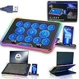 AABCOOLING QUANTUM – Kühlpad für einen 9–17-Zoll-Gaming-Laptop– 13 leise, effiziente Lüfter – 9-stufige Neigungsverstellung – Effektive Kühlung – RGB-hintergrundbeleuchtete Seite – Notebook-PC-S