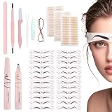 24Pcs Augenbrauen Schablone Augenbrauenschablonen Damen Augenbrauen Schablonen für Frauen Augenbrauen Former Wiederverwendbar für Schnell Make-up mit 4 Augenbrauenstift 1 Trimmer 144 Schlupflider Tap