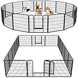 Yaheetech 16 eckig Welpenauslauf 80cm hoch Freigehege Metall Laufstall mit 2 Tür Hundelaufstall für Hund Zaun Gitter Welpen H