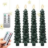 Led-Weihnachtsbaumkerzen,Weihnachtsbaum-LED-Kerzen - 4X grüne Weihnachtsbaum-Kerzenlichter mit Timer-Fernbedienung,9,7 Zoll batteriebetriebene Fensterkerzen, flammenlose Weihnachtsbaumkerzen für F