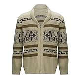 Jeffrey The Dude Kostüm Cardigan Pullover Erwachsene Herren Langarm Schalkragen Strick Reißverschluss Cardigan Pullover, Beige, M