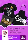 Transferpapier/Bügelpapier/Transferfolie für DUNKLE Textilien/Stoffe von Raimarket | 10 Blatt | A4 Inkjet-Bügeleisen auf Papier/T-Shirt-Transfers | Textilfolien | DIY Stoffdruck (10)