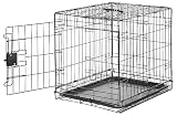 Amazon Basics Zusammenklappbarer Hundekäfig aus Metalldraht mit Bodenschale, Einzeltür, Schwarz, L 61 x B 46 x H 51