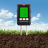 Bodenmessgerät pH 6 in1 – ph messgerät erde, Multifunktionales Bodentest Messgerät für Fruchtbarkeit, Temperatur, Licht, Bodenfeuchtigkeit, Umgebungsfeuchtigkeit und pH-Wert,Bodenmessgerät für G