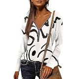 Langarm Damen Off Shoulder Oberteil Damen Shirt Shirt Mit Gummizug Am Saum Damen Rotes T-Shirt Für Damen Shirts Blusenshirt Damen 3/4 Arm Women's Sweaters Oversize Bluse T Shirt Damen Weiß (White, L)