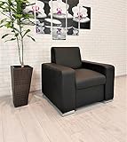 Quattro Meble Schwarzes Echtleder Sessel Antalya I S EXTRA Leder Sessel Rindsleder Wohnzimmer Fernsehsessel Hotel Loung