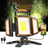 SYLSTAR LED Strahler Akku 30W, 3000LM Super Hell Baustrahler mit Magnet, 5 Lichtmodi und Powerbank, Drehbare Tragbare Wasserdichte Wiederaufladbare Arbeitsleuchte für Garage, Werk
