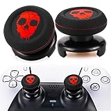 Playrealm FPS Thumbstick Extender & Drucken Gummi Silikon Griffabdeckung Thumb Grip Aufsätze 2 Sätze für PS5 & PS4 Controller(Ghost Red)